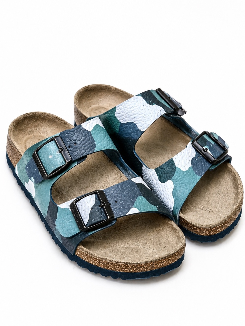 Birkenstock Arizona Kids 29 US 11-11.5 Blue Green Camo Birko-Flor Sandals